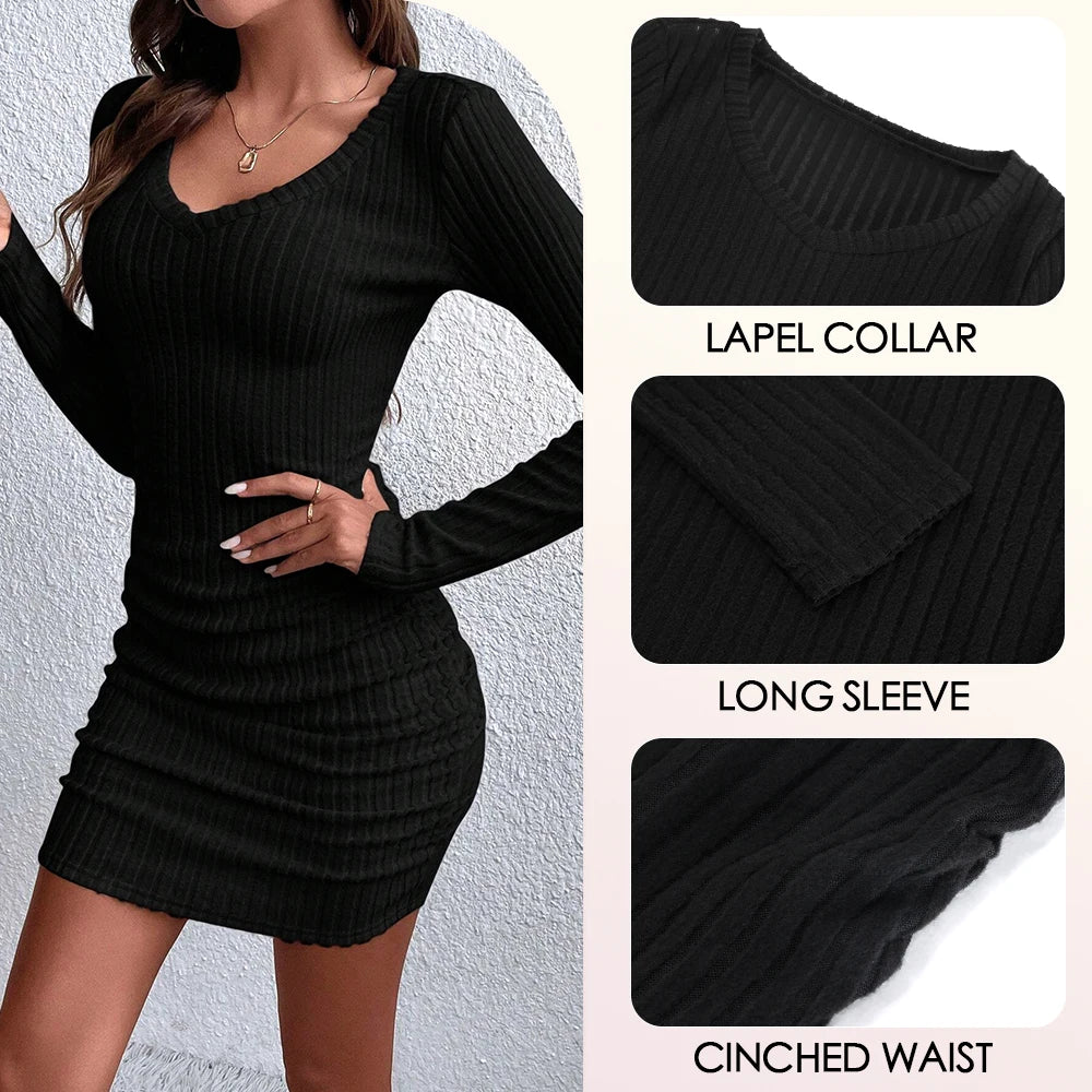 Knitted Slim Plain Dress